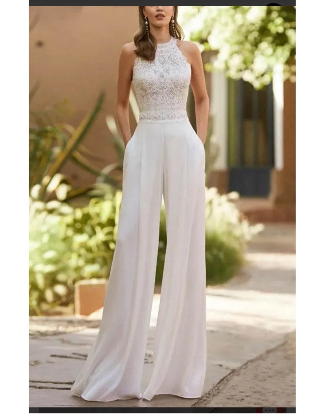 Cocomelody Halter Floor Length Chiffon Wedding Jumpsuit Size 6